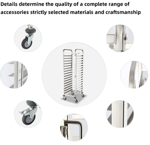 Customized Kitchen Equipment Stainless Steel <b>Rack</b> Tray Trolley with Wheels / Baking Tray Trolley Removable Trolley Carts - Product Image 3