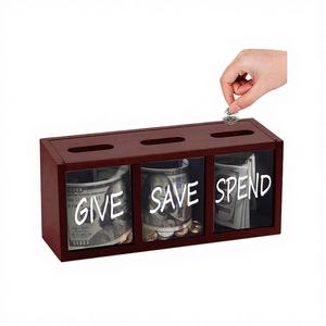 Hucha rectangular de madera <span class=keywords><strong>sin</strong></span> cerradura para billetes y monedas, ideal para niños y adultos, para dormitorio, sala de estar, lavadero o encimera. - Product Image 4