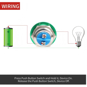 Interrupteur à bouton-poussoir momentané à tête de champignon verte 19 mm, étanche IP65, 12V/24V/36V CC, 110V/250V CA, 5A, 1NO, 2 broches, électronique, métallique - Product Image 4