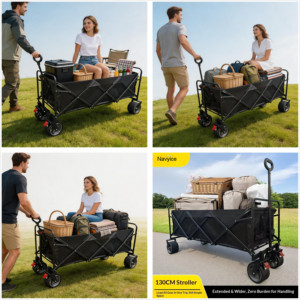 Direct Factory 1.3m Extended 400L Pickup Style Camping Wagon 12-Bearing Heavy Duty All-Terrain Utility Cart 40HQ FCL MOQ 100 - Product Image 3
