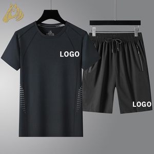 Traje de Manga Corta para Hombre, Tallas Grandes, Materiales Premium, Personalizable con Logotipo, Conjunto de Camiseta y Pantalón Corto - Product Image 1