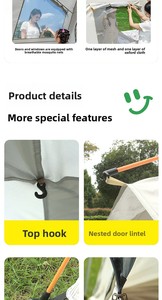 Tente de camping instantanée <span class=keywords><strong>pour</strong></span> 5 à 8 personnes, tente cabane instantanée imperméable avec auvent <span class=keywords><strong>pour</strong></span> la famille, tente 2-en-1 avec auvent - Product Image 5