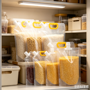 Bolsa transparente personalizada de 2.5L con asa para arroz, cereales, granos, productos secos, uso en la cocina - Product Image 1
