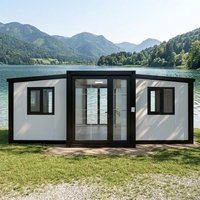 Conteneur d'expédition extensible à double aile, maison modulaire mobile pour villa, camping et bureau