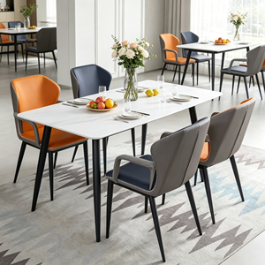 Modern Rectangular Marble <b>Dining</b> Table <b>Set</b> with PU Leather <b>Chairs</b> for Home <b>Dining</b> Furniture - Product Image 6