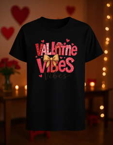 T-shirt con stampa di lettere Valentine Vibes, unisex, in morbido cotone, girocollo, manica corta, vestibilità comoda, lavabile in lavatrice, S-XXXXL - Product Image 2