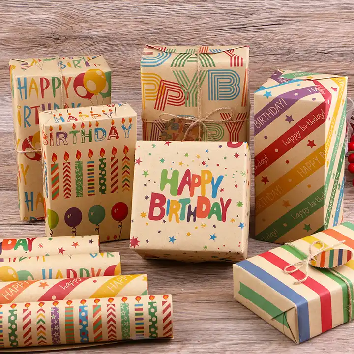 2023 New Christmas Wrapping Paper Colored Kraft Paper Wrapping
