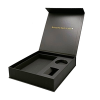 Boîtes Cadeaux Noires Pliables en Carton avec Logo Personnalisé, Fermeture Magnétique et Insert en Mousse
