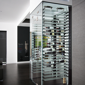 Torre de Vino Minimalista de Vidrio y Acero Inoxidable, Exhibidor de Vino con Control Climático para Hogares Modernos de Diseño Abierto - Product Image 2
