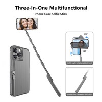 Étui de téléphone avec perche à selfie rétractable intégrée pour iPhone, coque de protection pour la prise de vue de contenu, vlog, diffusion en direct