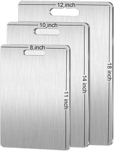 Planche à découper rectangulaire en acier inoxydable double face antidérapante, non toxique, compatible lave-vaisselle, pour la cuisine - Product Image 3