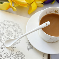 Vente en gros de tasses à café blanches simples de haute qualité, cuillères en céramique, tasses à thé, cuillères à soupe en porcelaine