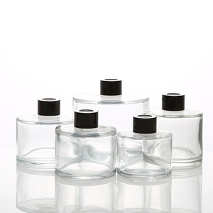 Reed Diffuser Customized 100ml 200ml Empty Black Cap Round Fragrance Reed Diffuser Glass Bottle
