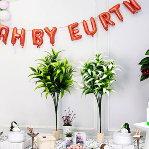 Small Indoor/Outdoor Bamboo <strong>Leaves</strong> Bouquets Artificial Tree Branches PE Plant <strong>Wall</strong> <strong>Decoration</strong> 35cm Birthday Occasion Accessory - Product Image 5
