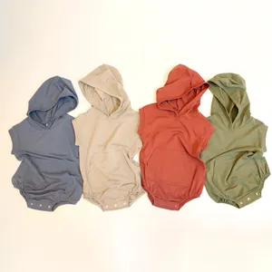 Combinaison à capuche pour bébé fille et garçon, vêtements d'été, combinaison en bambou tricoté, sweat-shirt pour bébé, combinaison de soleil