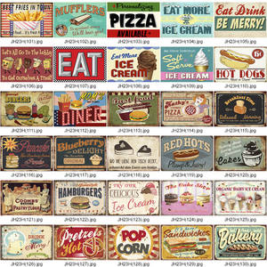 Наслаждайтесь нашими вкусными хот-догами, лучшие в городе металлические вывески, потертый шикарный жестяной знак, кофейный ресторан, Настенный декор, металлические вывески для мороженого - Product Image 6