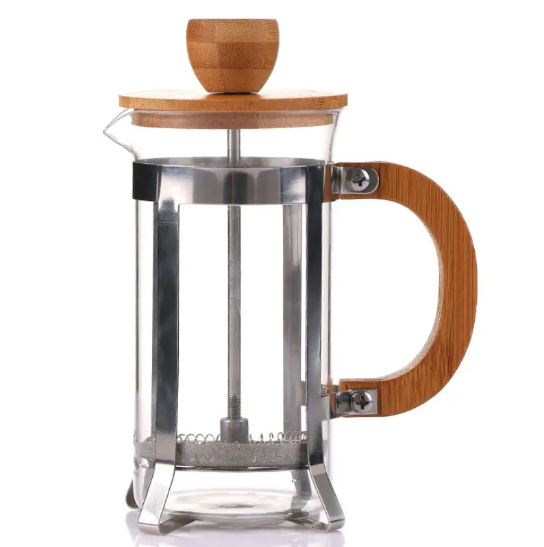 Cafeteira 350ml 600ml 800ml 1000ml, vidro de fermentação fria, prensa francesa, máquina de café com tampa de bambu