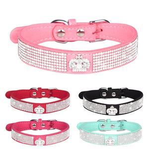 Gorgeous Crystal Bow Pet <span class=keywords><strong>Collar</strong></span> Leash Set Gamuza de alta calidad Sparkling Crystal - <span class=keywords><strong>Studded</strong></span> para Pet Fashion Walks - Product Image 3