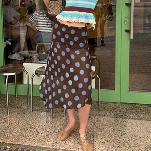 French Vintage Contrast Polka Dot Mesh <b>Midi</b> <b>Skirt</b> Women Irregular Hem Low Waist A Line <b>Tulle</b> <b>Skirt</b> Elegant Street Style - Product Image 4