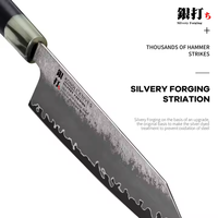 Couteau de chef Kiritsuke KONOLL 210MM en acier poudré S35VN USA, manche en corne de buffle et bois d'ébène, forgeage argenté