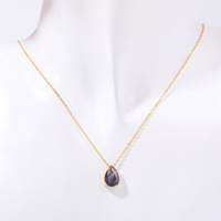 Collier pendentif en zircon en forme de larme, pierre de naissance colorée, en acier inoxydable plaqué or 18 carats, bijoux imperméables pour femmes