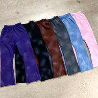 Pantalon de survêtement personnalisé ample, effet usé, avec patchs brodés, coupe droite, jambe large, style jogger, fabriqué en Chine
