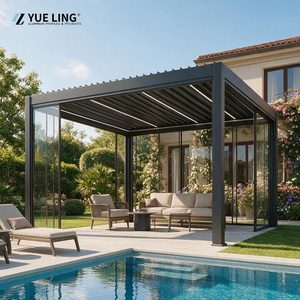 Custom Modern Gazebo 6x3 Bioclimatic Aluminum LED Pergola <b>Set</b> Retractable Cantilever System for Outdoor Use Pergola Pavilion - Product Image 1