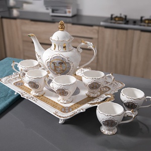 Service à thé et café en céramique vintage, style créatif, mosaïque en relief peinte à la main, théière, promotion à bas prix, style européen - Product Image 3