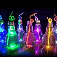 Verre à boisson en PET de 500 ml avec lumière LED RGB scintillante en forme d'ampoule, clignotant, pour la Fête des Mères et Thanksgiving – Fournisseur Professionnel