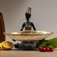 Assiette à fruits en résine pour femme africaine, style Art déco, décoration pour bureau, salon, rangement, assiette à fruits