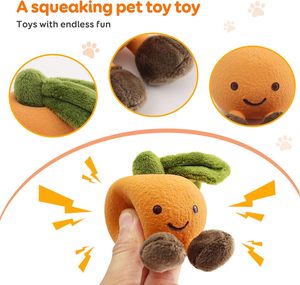 Squeaky Plush Dog Toy Indoor Play Cute Orange Shape Chew Toy para perros pequeños - Product Image 3