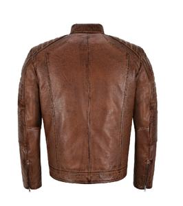 Chaqueta de Hombre Personalizada 100% Cuero Nappa Marrón Castaño Genuino, Acabado con Cera Bronceada, Herrajes Premium, Cremallera YKK, Marca Privada OEM - Product Image 4