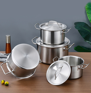 Marmite en acier inoxydable à fond tri plis robuste avec couvercle en acier Double poignée pour marmite à gaz à induction de soupe - Product Image 6