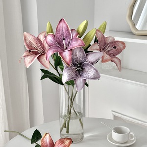 <span class=keywords><strong>Fleur</strong></span> de lys <span class=keywords><strong>artificielle</strong></span> longue durée 2 têtes automne couleur 3D fleurs de soie pour salon Table à manger décor et cadeau de mariage - Product Image 2