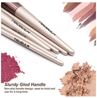 10 pièces champagne pinceau de maquillage or pas cher achat logo personnalisé marque privée vegan fourrure bois pinceaux de maquillage avec étui de poche