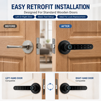 Serrure de porte intelligente à empreinte digitale TTLock avec mortaise réglable 60/70, application Tuya Smart Life, serrure de porte intelligente à empreinte digitale numérique