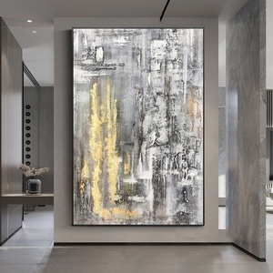 100% làm bằng tay chất lượng cao trừu tượng vải tường nghệ thuật hiện đại kết cấu Acrylic tay sơn vàng lá nghệ thuật sơn dầu vải - Product Image 2