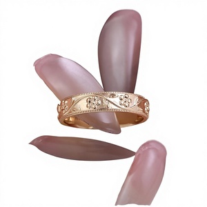 Bague de Fiançailles et Alliance Vintage en Or Jaune 18K Massif avec Diamants Sertis à Griffes en Forme de Fleur pour Anniversaire et Fête - Product Image 4
