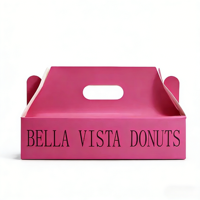 Boîte à gâteau rose portable avec fenêtre transparente, boîte personnalisée pour beignets et gâteaux roulés, conteneur alimentaire de qualité pour pâtisserie à emporter pour les fêtes