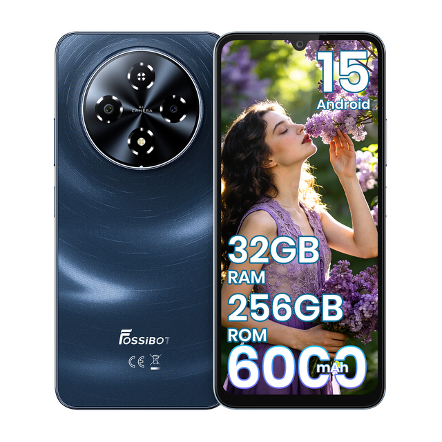 Fossibot S5Pro Original LTE Mobile Phones 8GB+256GB 6000mAh Battery 120Hz 6.8" HD+Display Dual SIM Unlocked Android 15
