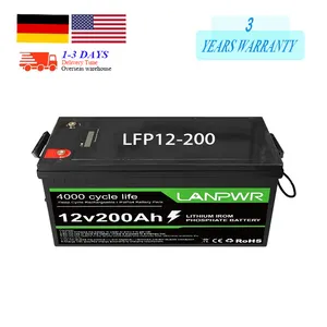 European & American Warehouse Rechargeable LANPWR 200Ah 12V 4000 Times Deep Cycle Life Lithium Iron Phosphate Battery