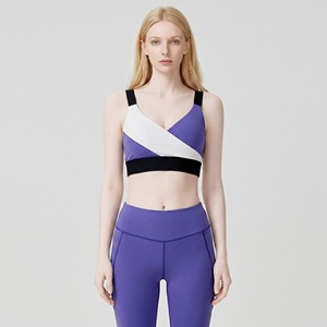 Yoga 2-Piece Sports Bra Leggings Set Nude High-Elastic Color-Block Bra Vest & Hip-Lifting Flared Pants Fitness Wear