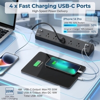 Estación de Carga Rápida OEM para Escritorio, Fácil Instalación, Enchufe de Extensión con Múltiples Tomas, Tira de Alimentación con Abrazadera USB-C para Mesa de Oficina