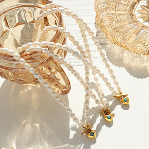 قلادة خانقة جديدة من اللؤلؤ الطبيعي مع مشبك من الفولاذ المقاوم للصدأ وقلادة على شكل قلب من حجر الفيروز <span class=keywords><strong>2026</strong></span> - Product Image 4