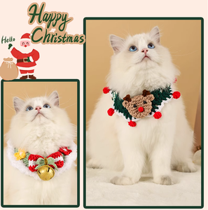 Vêtements pour chats écharpe pour animaux de compagnie collier de marionnette en tissu chat automne et hiver décoration écharpe pour chien en hiver - Product Image 5