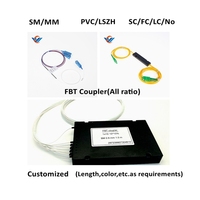 Acoplador de Fibra Óptica FBT con Relaciones de División 10/90, 20/80, 30/70, 40/60, 50/50, 2/98, 3/97, Divisor FBT sin Conector