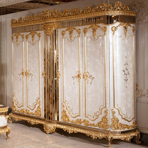 Luxus-Barock garderobe, hand geschnitztes goldenes Holz, verspiegeltes Inlay, mehrtürige Aufbewahrung, Schlafzimmer möbel im europäischen königlichen Stil - Product Image 1