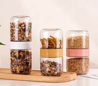 Pot hermétique à double compartiment en PET de qualité alimentaire, anti-odeur, pour bonbons, biscuits, snacks et artisanat