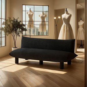 Sofá Negro Minimalista para Recepción de Salón, Apartamento Pequeño, Dos Plazas, Estilo Wabi Sabi - Product Image 1