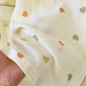 PJ-045 Pijamas de gasa de algodón puro para mujer, conjunto de dos piezas con estampado de corazones y manga corta para uso doméstico, ropa de dormir de verano - Product Image 5